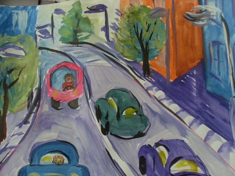 Детские рисунки по безопасности дорожного движения.