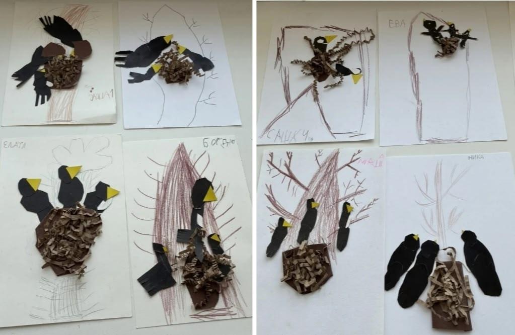 Детские работы "Грачи в гнездах"