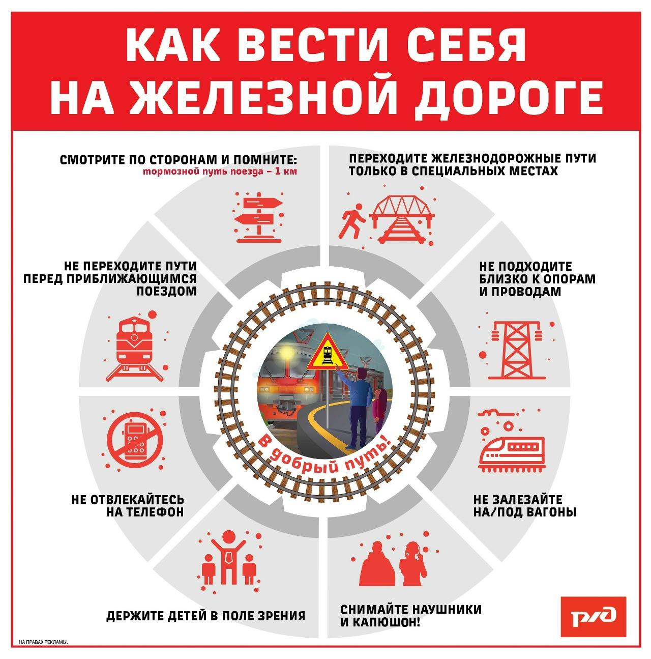 Памятка как вести ссебя на железной дороге