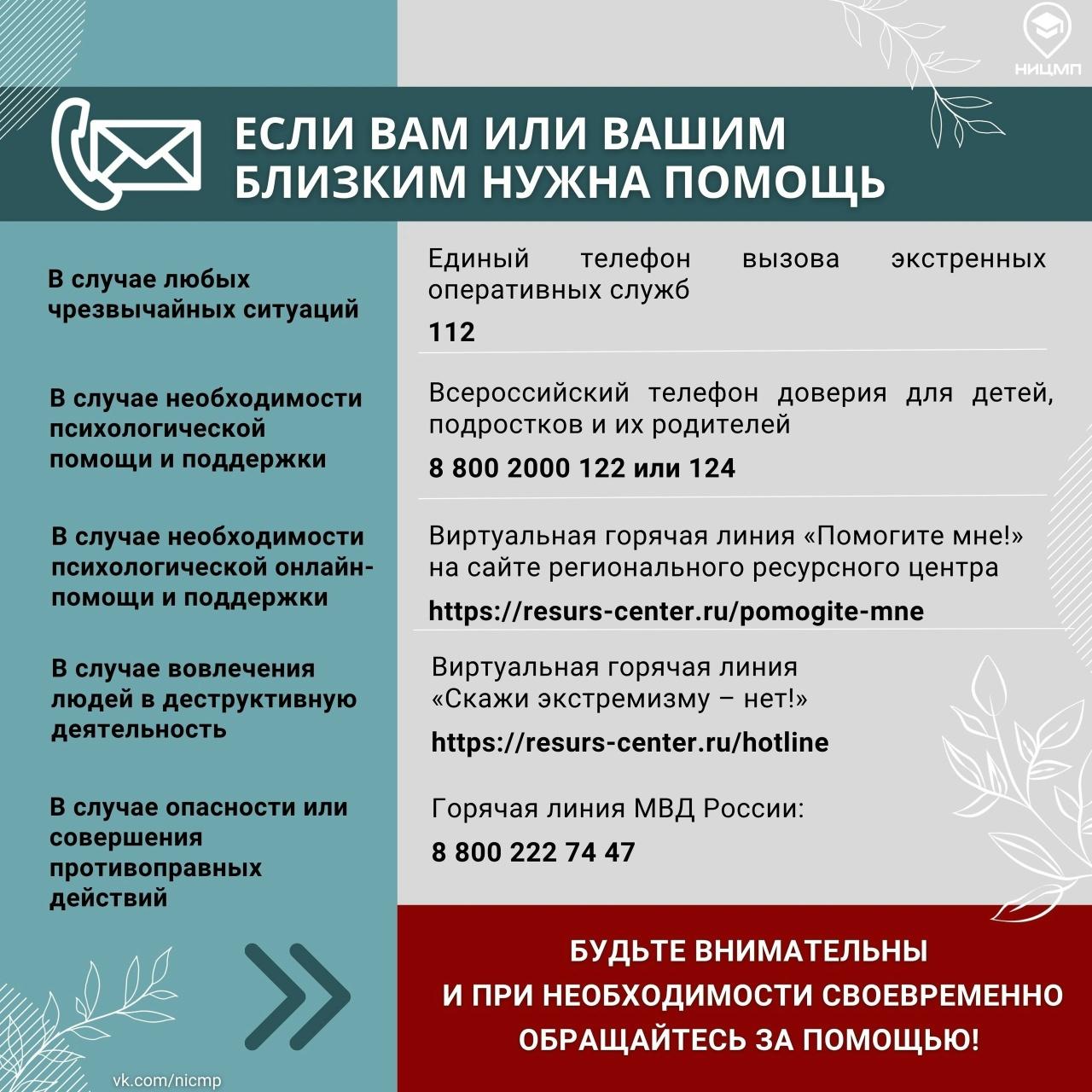 Банер с номерами телефонов при чрезвычайных операциях