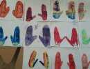 Разноцветные рукавички рисование акварелью