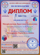 Диплом Всероссийская олимпиада по психологии
