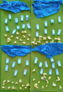 Весенний дождик Аппликация из салфеток и полосок бумаги.