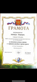 Грамоты. За хорошие результаты  учёбе