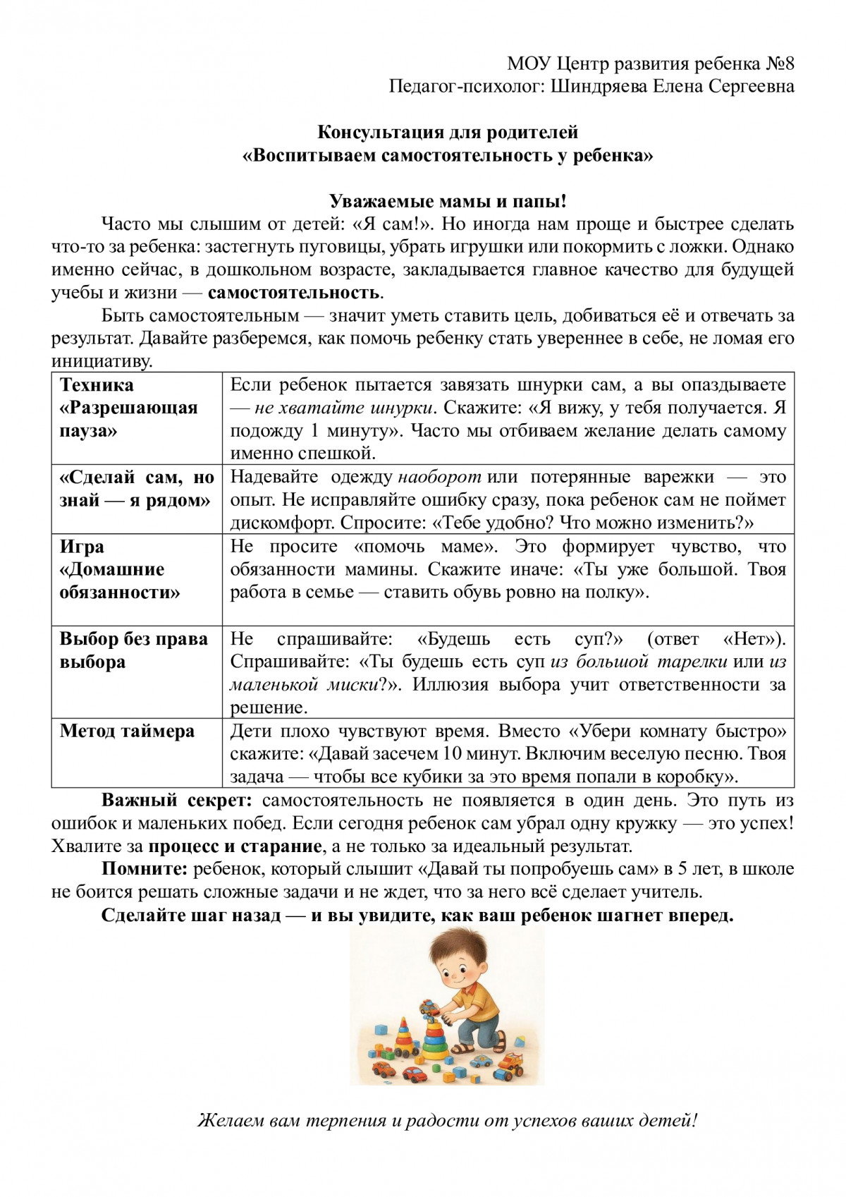 Консультации для родителей