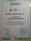 Благодарность За вклад в развитие чемпионатного движения