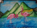 Творческое объединение "Юный художник" Фламинго на воде