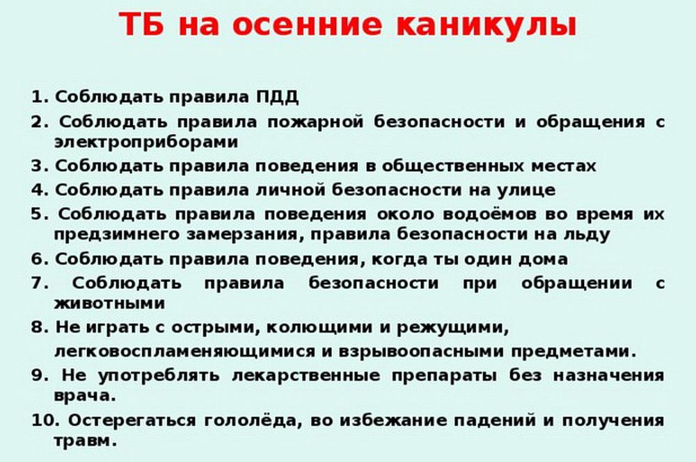 Правила поведения в каникулы презентация