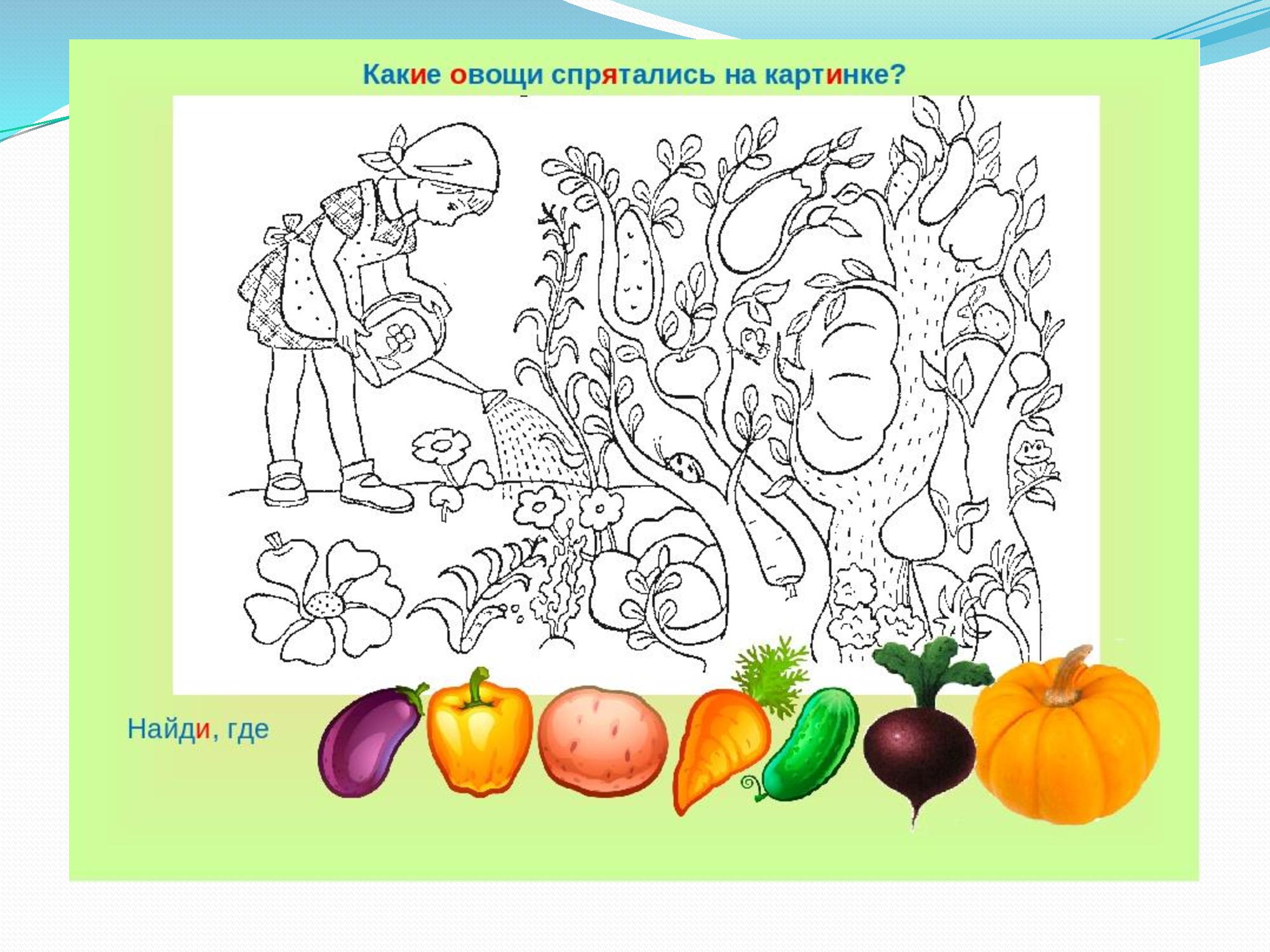 Овощи и фрукты задания для детей