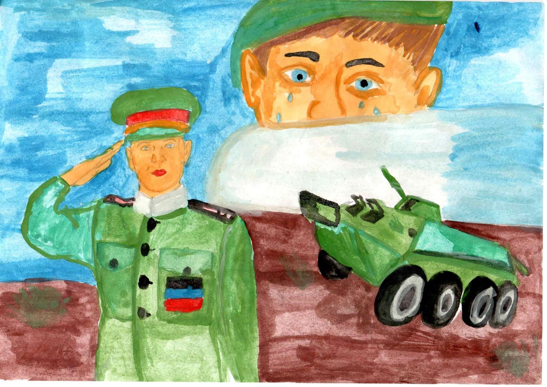 Детский рисунок солдата легко