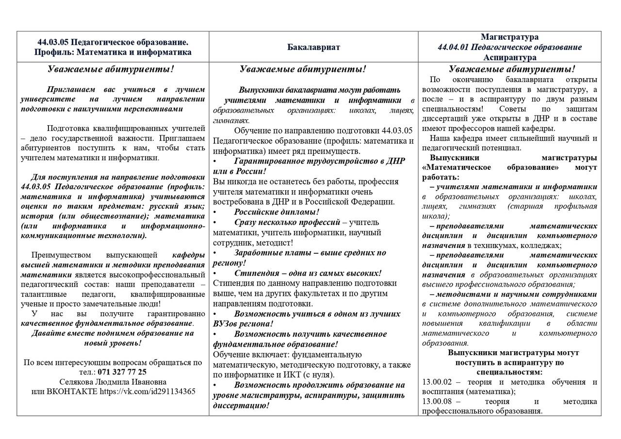 После окончания бакалавриата