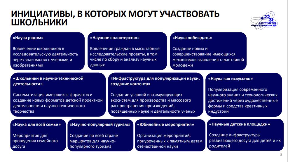 Десятилетие науки и технологий включает 3 задачи. Достижения Отечественной науки.